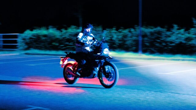 Night Ride Motorcycle Speeding on Asphalt Road Desktop Wallpaper