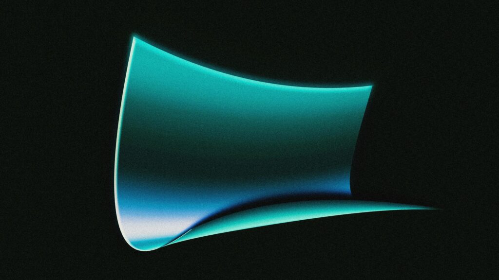Abstract Teal Glowing Curved Wave Minimalist 4K Desktop Wallpaper