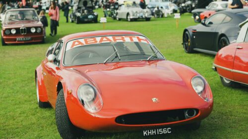 Classic Red Abarth Sports Car Front View Desktop Wallpaper