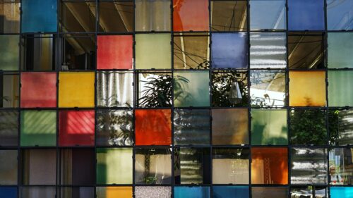Colorful Stained Glass Grid Abstract Pattern 4K Desktop Wallpaper