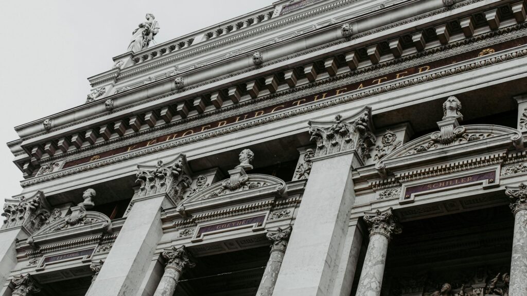 Low Angle View of the Architectural Detail of Vienna Burgtheater 4K Wallpaper