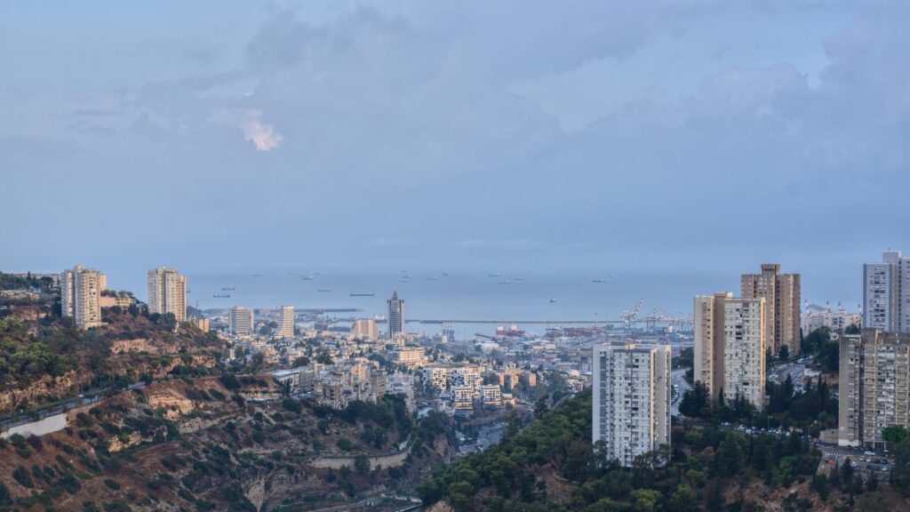 Coastal City Skyline Overlooking The Mediterranean Sea Desktop Wallpaper