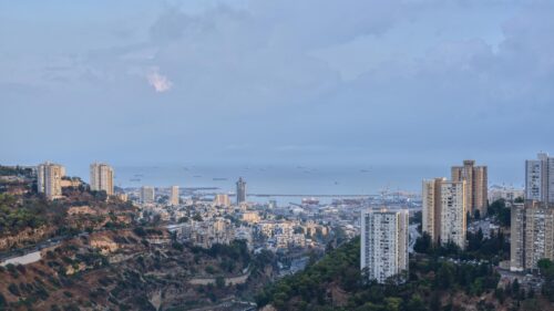 Coastal City Skyline Overlooking The Mediterranean Sea Desktop Wallpaper