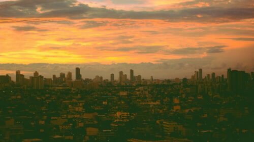 Breathtaking Manila City Skyline Sunset Aesthetic Desktop Wallpaper