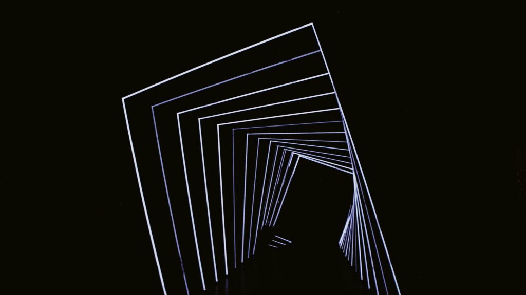 Abstract Geometric Light Tunnel Minimalist Black 4K Desktop Wallpaper
