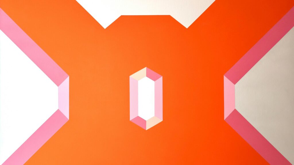 Abstract Geometric Orange and Pink Minimalist Art 4K Desktop Wallpaper
