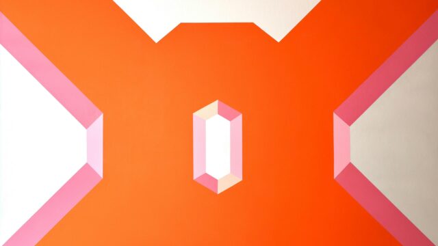 Abstract Geometric Orange and Pink Minimalist Art 4K Desktop Wallpaper
