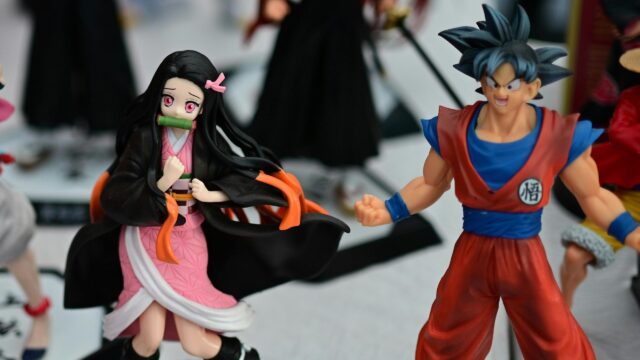Anime Heroes Nezuko Kamado and Son Goku Action Figures Desktop Wallpaper