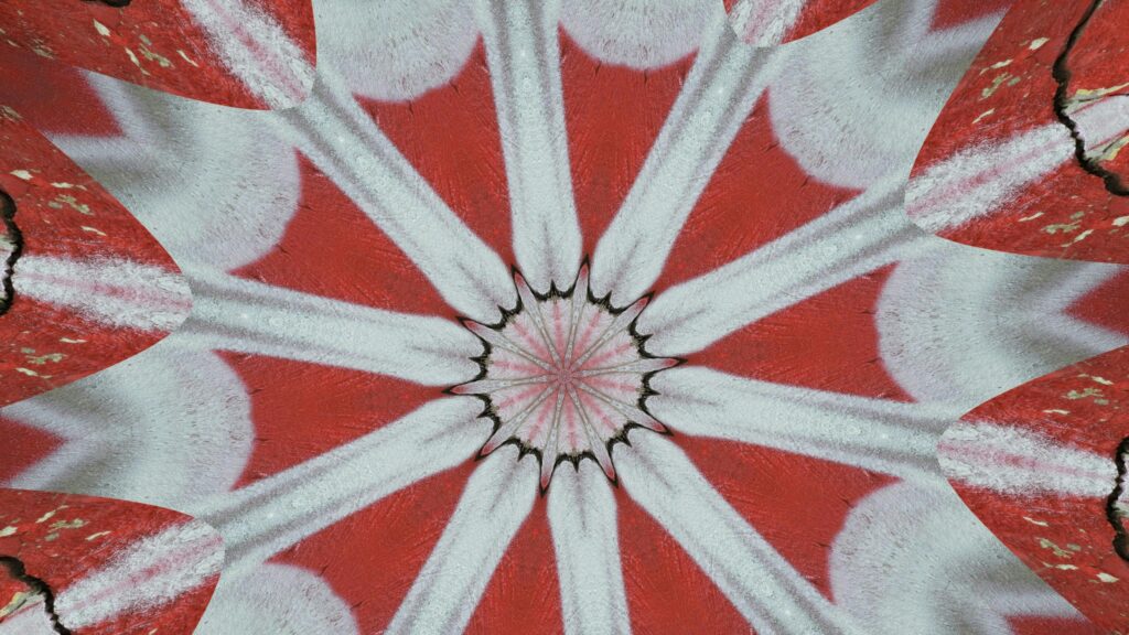 Abstract Red and White Geometric Starburst Radial Pattern Desktop Wallpaper