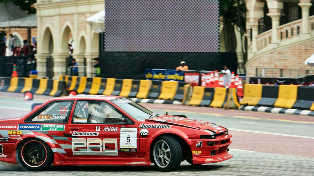 Red Drift Toyota AE86 Racing Car High Speed Action Desktop Wallpaper