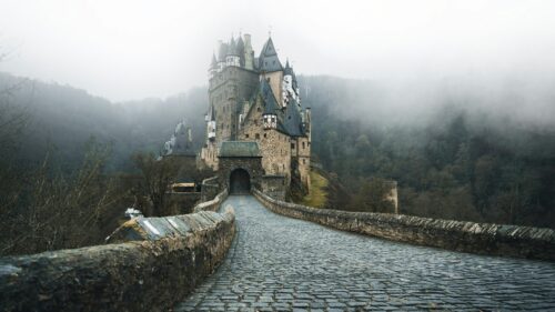 Eltz Castle Misty Forest Medieval Fortress Desktop Wallpaper