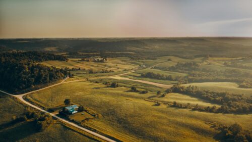Stunning Golden Hour Countryside Farm Landscape 4K Desktop Wallpaper