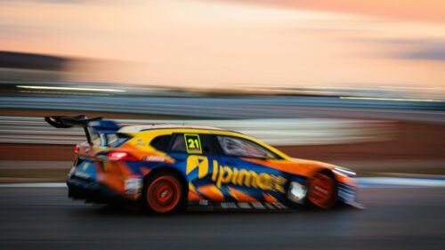 High Speed Racing Car Motion Blur Sunset Track Desktop Wallpaper