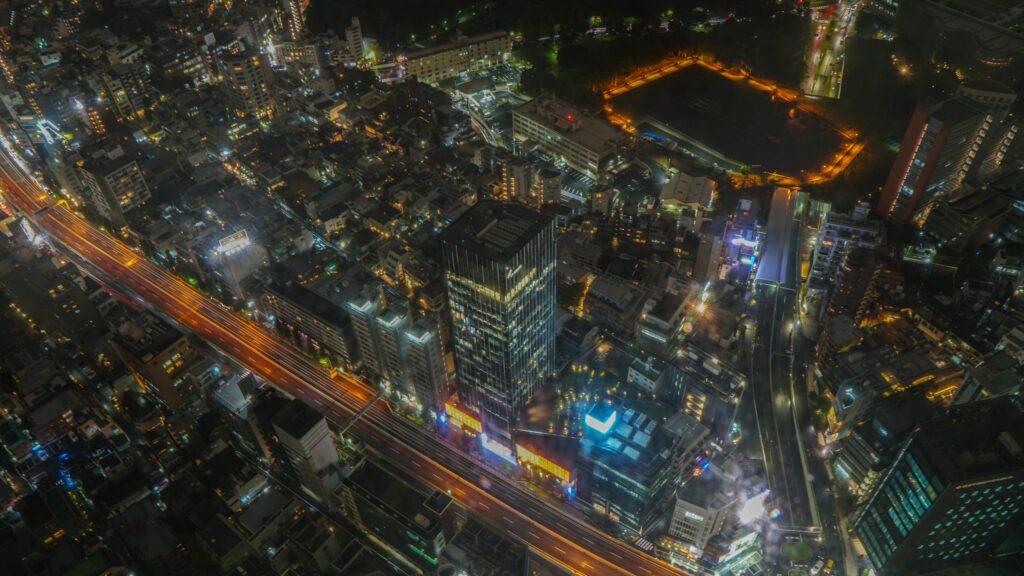 Stunning Tokyo Night Cityscape Skyline Aerial View 4K Desktop Wallpaper