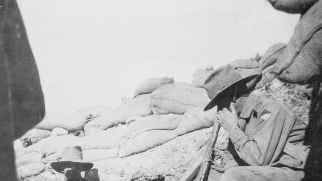 WWI ANZAC Soldiers in Trench Historical Scene Desktop Wallpaper