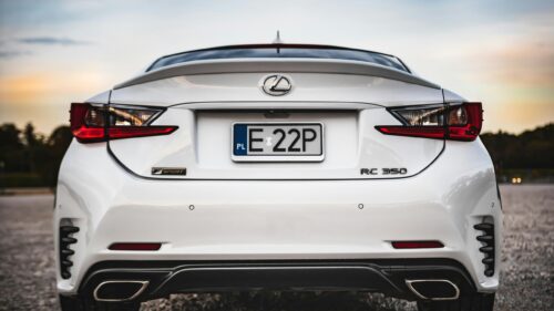 Stunning White Lexus RC 350 F Sport Rear View 4K Desktop Wallpaper