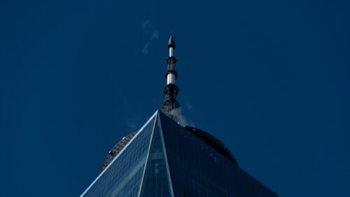 One World Trade Center Spire Against Deep Blue Sky 4K Wallpaper