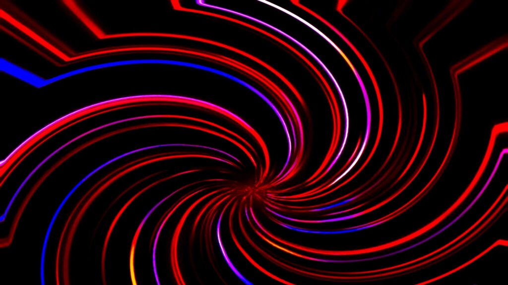 Abstract Red and Blue Neon Spiral Light Vortex Desktop Wallpaper