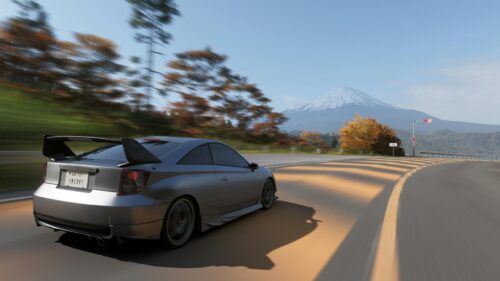 Toyota Celica JDM Sports Car Driving Near Mount Fuji 4K Wallpaper