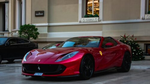 Stunning Red Ferrari 812 GTS Sportscar in Monaco 4K Wallpaper