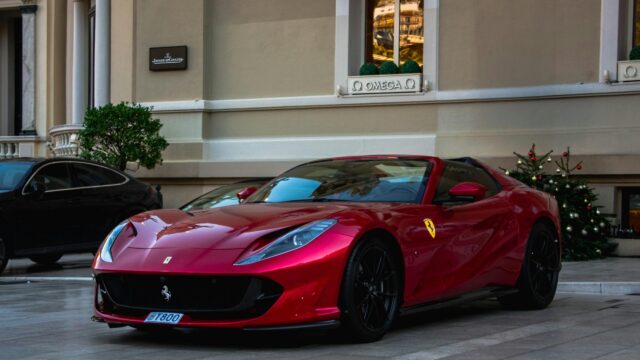 Stunning Red Ferrari 812 GTS Sportscar in Monaco 4K Wallpaper