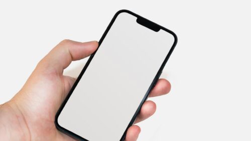 Minimalist Hand Holding Modern Smartphone Mockup 4K Desktop Wallpaper