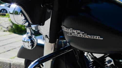 Close-up Matte Black Harley-Davidson Motorcycle Fuel Tank Desktop Wallpaper