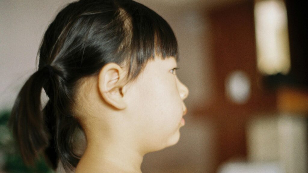 Profile View of a Young Asian Girl in Soft Natural Light Desktop Wallpaper