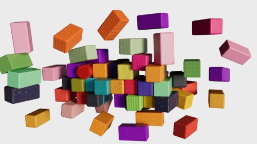 Abstract Colorful 3D Floating Blocks Art 4K Desktop Wallpaper