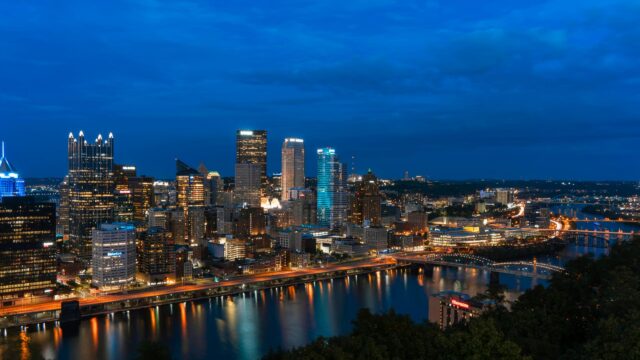 Stunning Pittsburgh Skyline Night Cityscape 4K Desktop Wallpaper