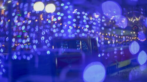 Abstract Blue Bokeh Christmas City Lights Desktop Wallpaper