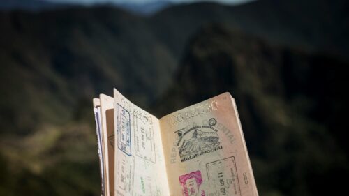 Open Passport with Machu Picchu Souvenir Stamp Desktop Wallpaper