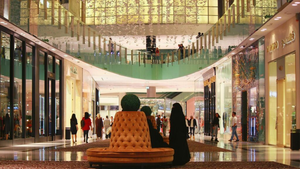 Luxurious Shopping Mall Interior Architecture 4K Desktop Wallpaper