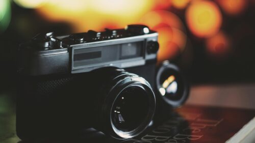 Vintage Film Camera Close Up Macro Aesthetic Desktop Wallpaper