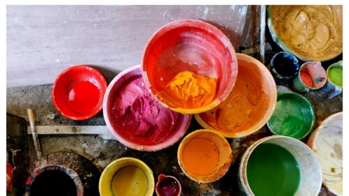 Vibrant Paint Bucket Splatter Art Abstract Desktop Wallpaper