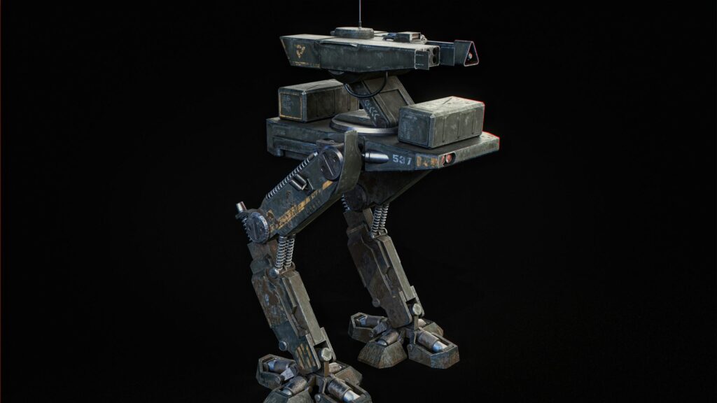 Gritty Sci-Fi Military Mech Combat Robot 4K Desktop Wallpaper