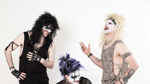 Glam Rock Band Members in Heavy Makeup Desktop Wallpaper