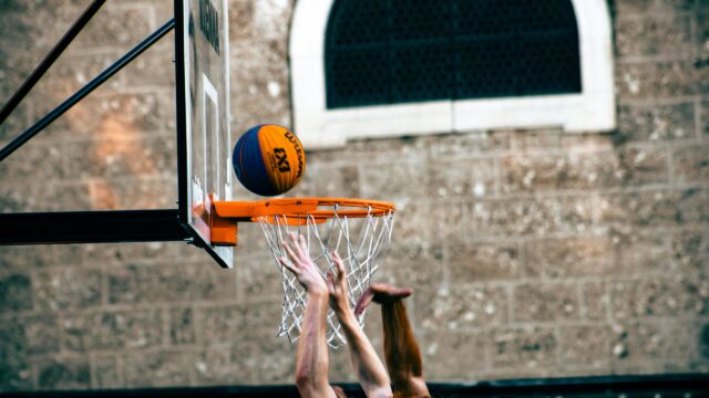 Dynamic 3x3 Basketball Hoop Shot Action 4K Wallpaper
