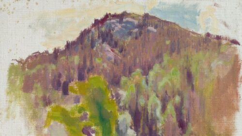 Impressionist Mountain Forest Landscape Oil Painting Desktop Wallpaper