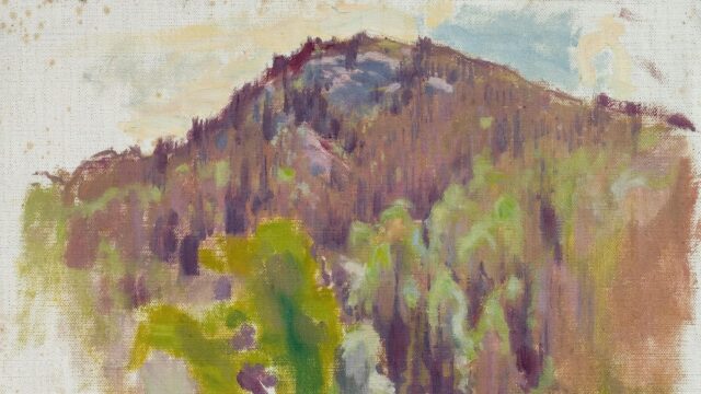 Impressionist Mountain Forest Landscape Oil Painting Desktop Wallpaper