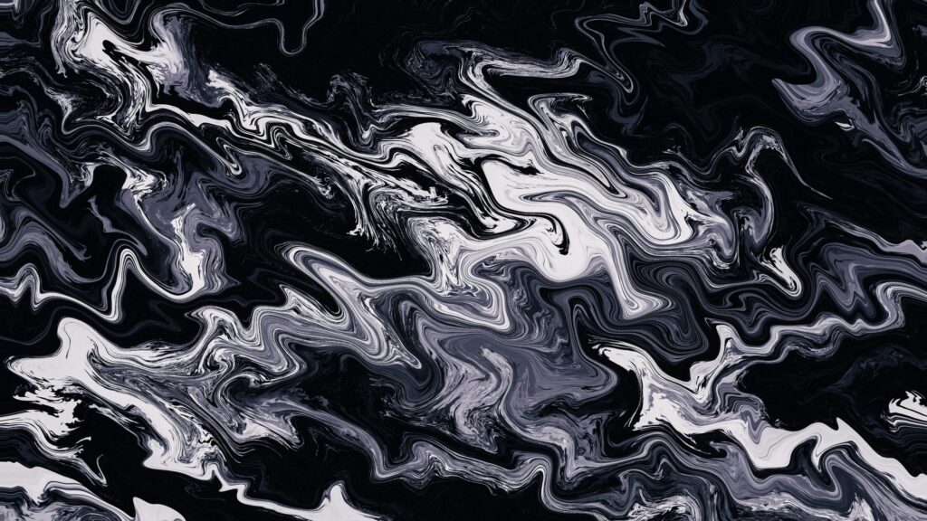 Abstract Liquid Marble Swirl Monochrome Art 4K Desktop Wallpaper