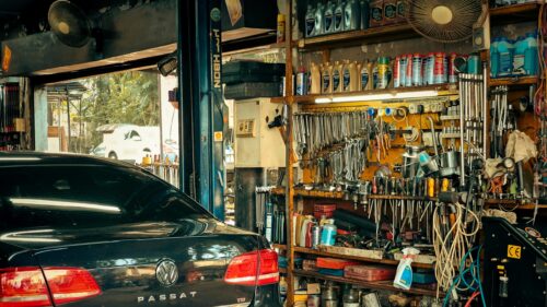 Volkswagen Passat Inside an Organized Auto Repair Workshop 4K Wallpaper