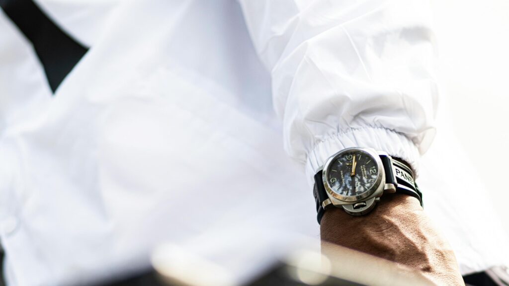 Luxury Panerai Luminor Marina Watch on Wrist 4K Wallpaper
