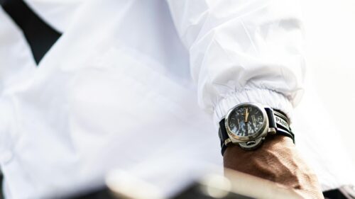 Luxury Panerai Luminor Marina Watch on Wrist 4K Wallpaper
