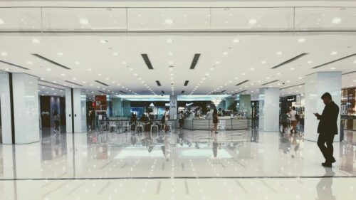 Modern Shopping Mall Interior Architecture 4K Desktop Wallpaper