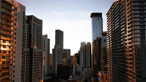 Golden Hour Miami Skyscrapers Urban Skyline 4K Desktop Wallpaper