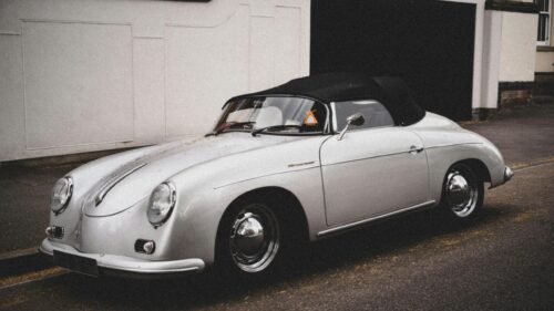 Classic Silver Porsche 356 Speedster Convertible Desktop Wallpaper