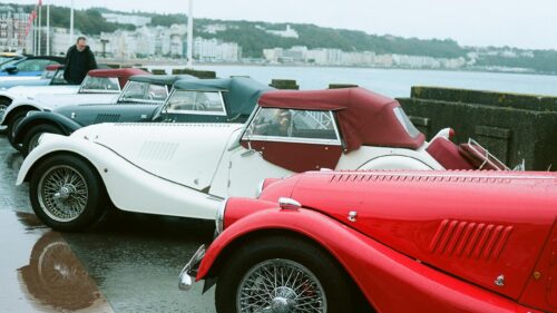 Classic Morgan Sports Cars parked in a row PC Wallpaper