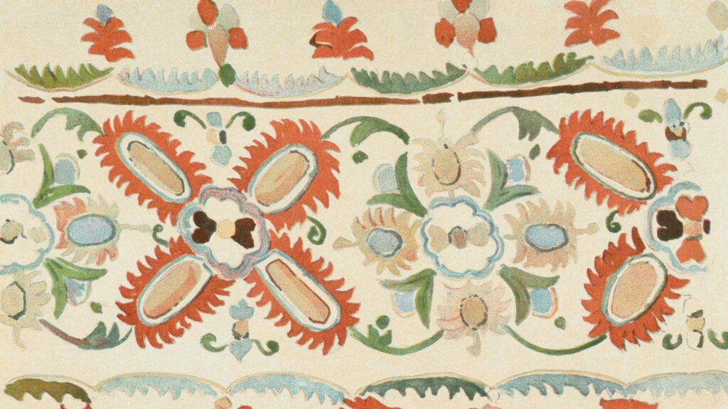 Traditional Ornamental Floral Pattern Vintage Embroidery Art Desktop Wallpaper