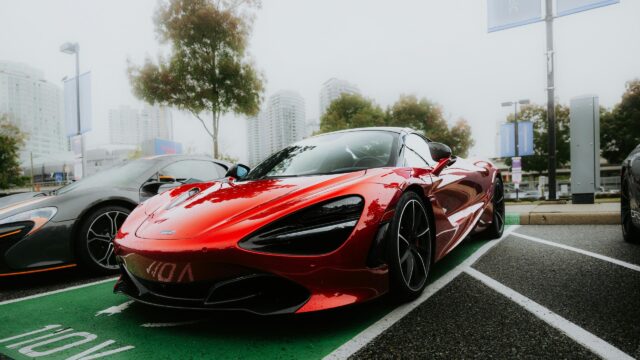 Stunning Red McLaren 720S Supercar Parking Lot 4K Wallpaper